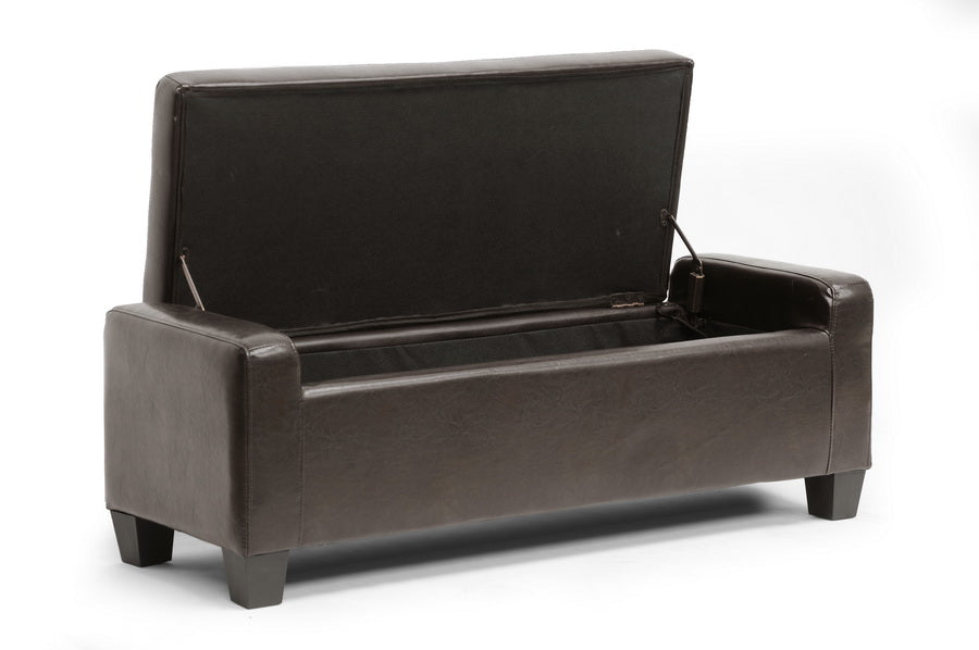 baxton studio manchester dark brown ottoman | Modish Furniture Store-3