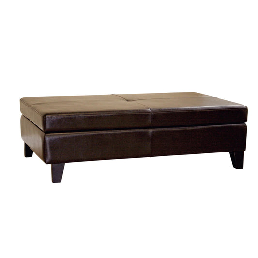 Baxton Studio Dark Brown Faux Leather Storage Cocktail Ottoman | Ottomans | Modishstore
