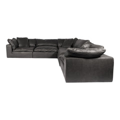 Clay Classic L Modular Sectional Nubuck Leather Black By Moe's Home Collection