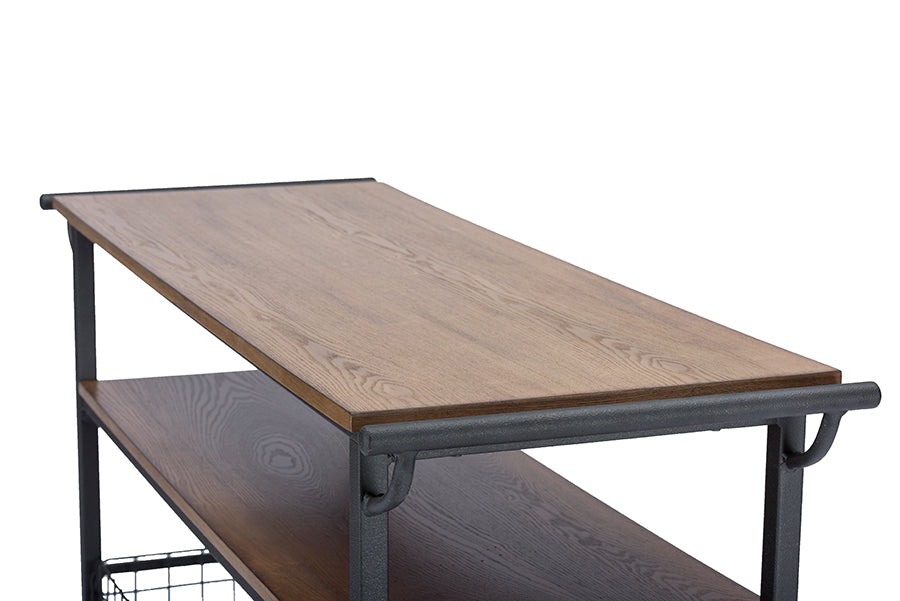 Baxton Studio Lancashire Brown Wood & Metal Kitchen Cart | Bar Carts | Modishstore - 4