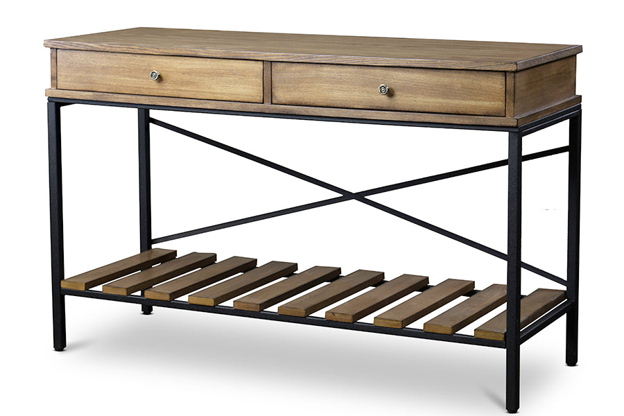 baxton studio newcastle wood and metal console table criss cross | Modish Furniture Store-2