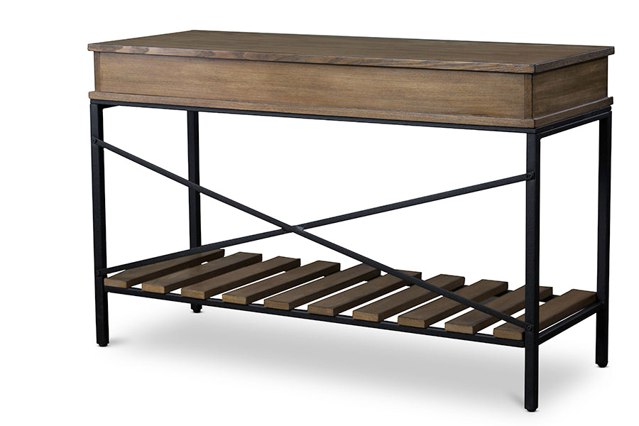 baxton studio newcastle wood and metal console table criss cross | Modish Furniture Store-4
