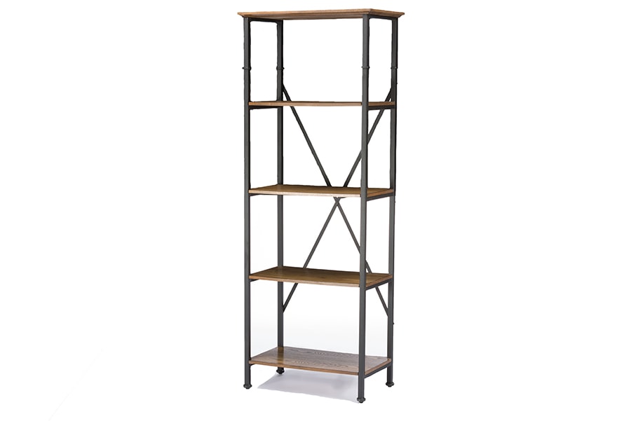 baxton studio lancashire brown wood metal bookcase | Modish Furniture Store-2
