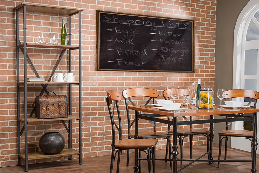 Baxton Studio Lancashire Brown Wood & Metal Bookcase | Modishstore | Shelves & Shelving Units