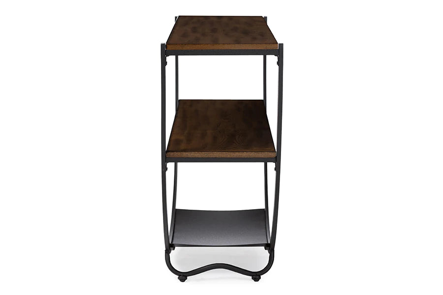 Baxton Studio Blakes Rustic Industrial Style Antique Black Textured Finish Metal Distressed Wood Console Table | Console Tables | Modishstore - 4