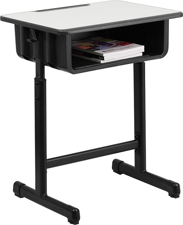 Student Desk with Grey Top and Adjustable Height Black by Flash Furniture | Desks | Modishstore - 7