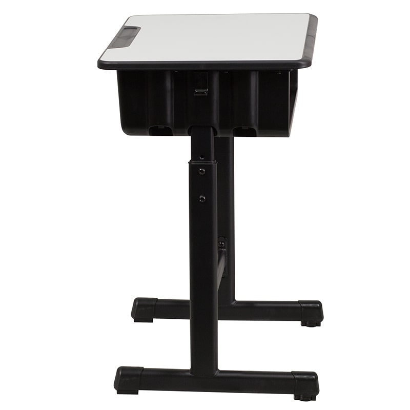 Student Desk with Grey Top and Adjustable Height Black by Flash Furniture | Desks | Modishstore-2