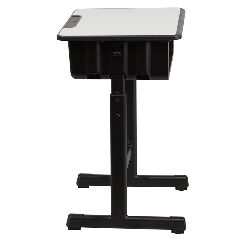 Student Desk with Grey Top and Adjustable Height Black by Flash Furniture | Desks | Modishstore - 2