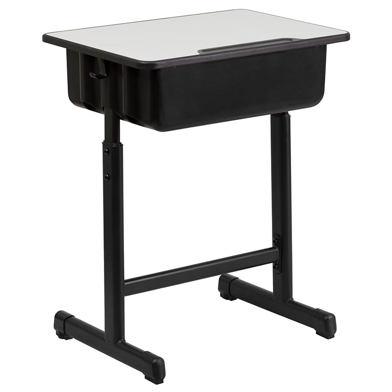 Student Desk with Grey Top and Adjustable Height Black by Flash Furniture | Desks | Modishstore - 3