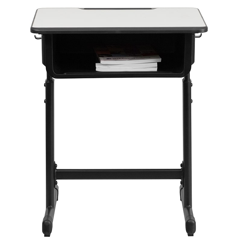 Student Desk with Grey Top and Adjustable Height Black by Flash Furniture | Desks | Modishstore - 4