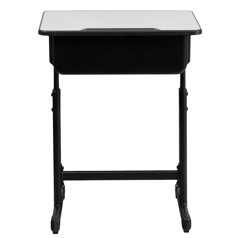 Student Desk with Grey Top and Adjustable Height Black by Flash Furniture | Desks | Modishstore-5