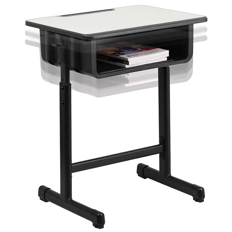 Student Desk with Grey Top and Adjustable Height Black by Flash Furniture | Desks | Modishstore - 6