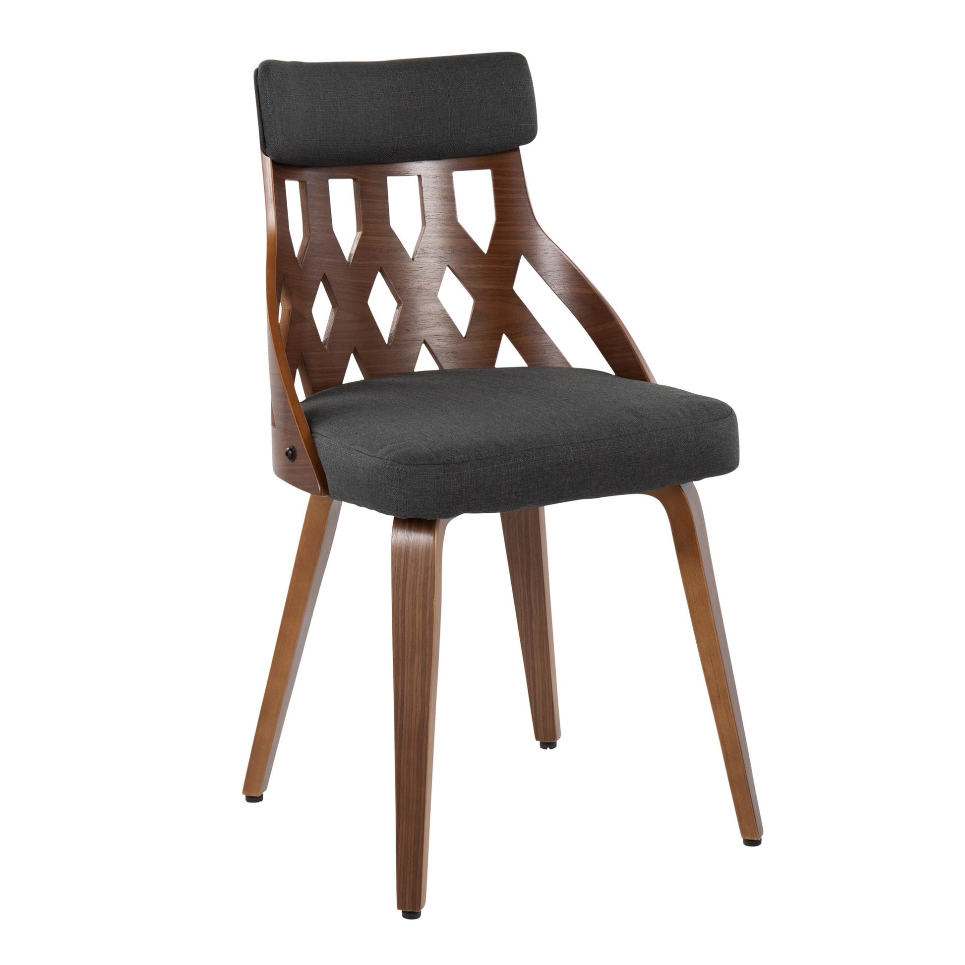 York Mid-Century Modern Chair in Walnut Wood and Charcoal Fabric By LumiSource - Set of 2 | Dining Chairs | Modishstore - 5