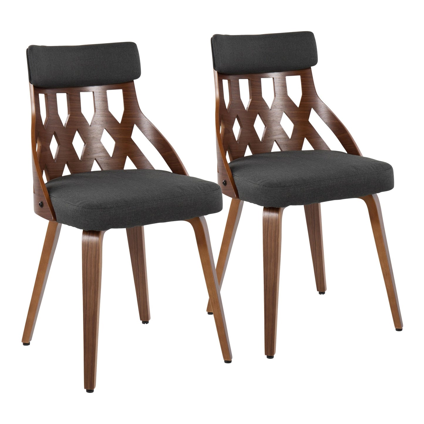 York Mid-Century Modern Chair in Walnut Wood and Charcoal Fabric By LumiSource - Set of 2 | Dining Chairs | Modishstore