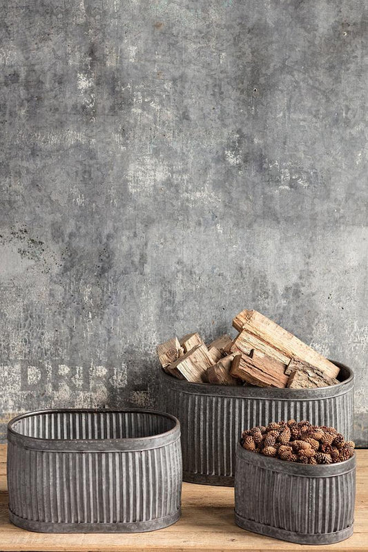 Vagabond Vintage Zinc Dolly Tubs - Set of 3 | Modishstore | Planters, Troughs & Cachepots