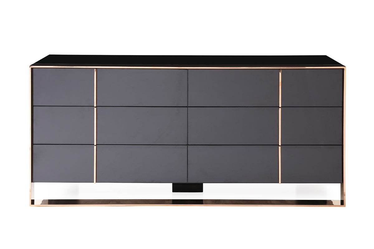 Vigfurniture Nova Domus Cartier Modern Black & Rosegold Dresser | Modishstore | Dressers-2