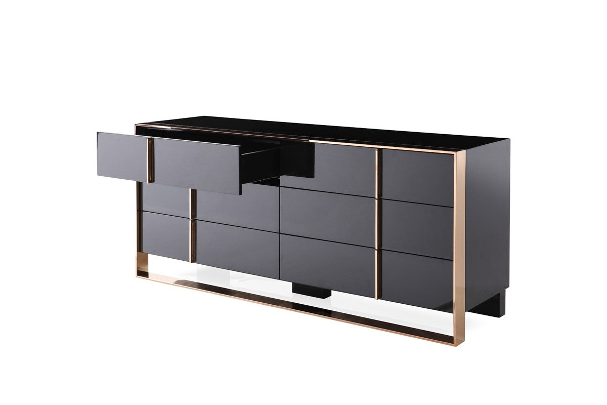 Vigfurniture Nova Domus Cartier Modern Black & Rosegold Dresser | Modishstore | Dressers-3