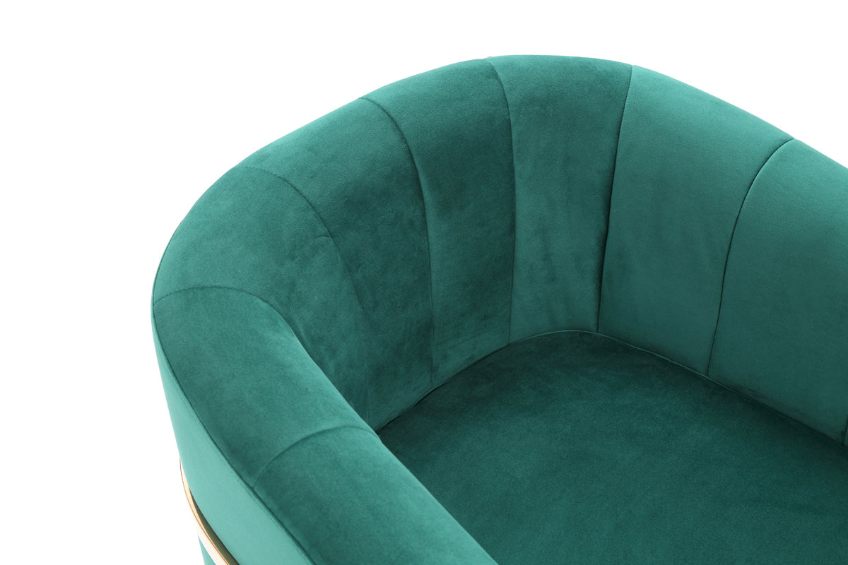 Modrest Trask Modern Green Velvet & Rosegold Accent Chair-4