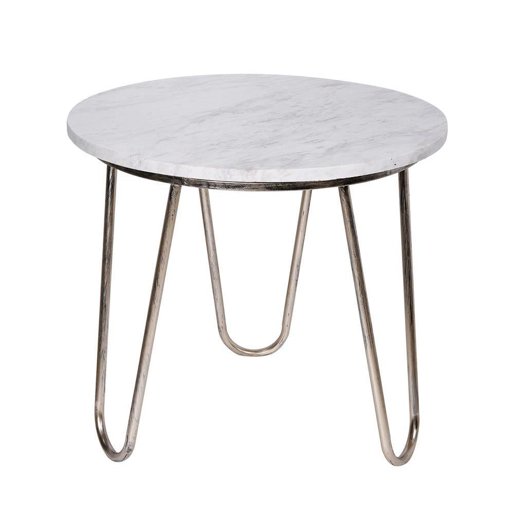 A&B Home White Top with Silver Legs End Table - 2