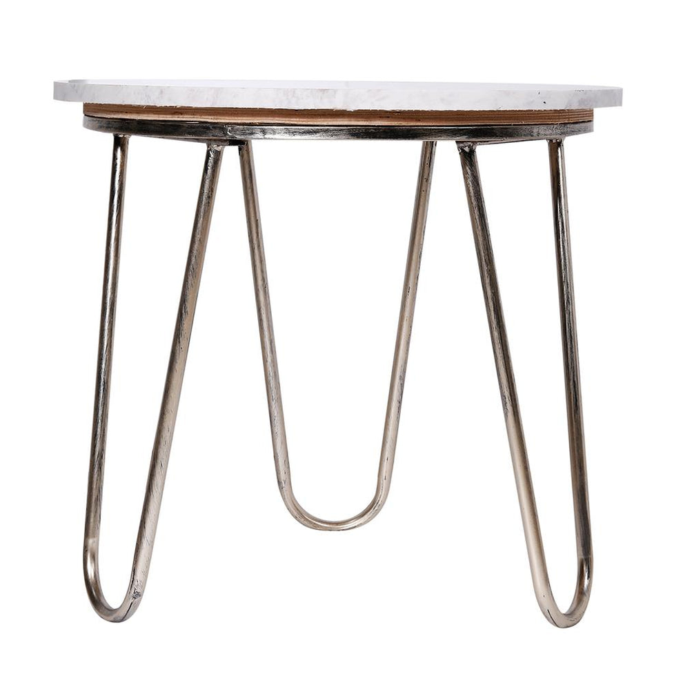 A&B Home White Top with Silver Legs End Table - 3