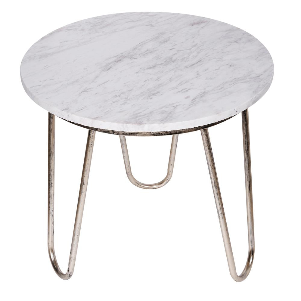 A&B Home White Top with Silver Legs End Table | Side Tables | Modishstore