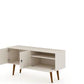 Manhattan Comfort Tribeca 53.94 Mid-Century Modern TV Stand with Solid Wood Legs in Off White | TV Stands | Modishstore - 5