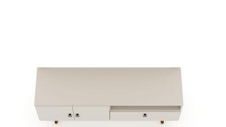 Manhattan Comfort Tribeca 53.94 Mid-Century Modern TV Stand with Solid Wood Legs in Off White | TV Stands | Modishstore - 3