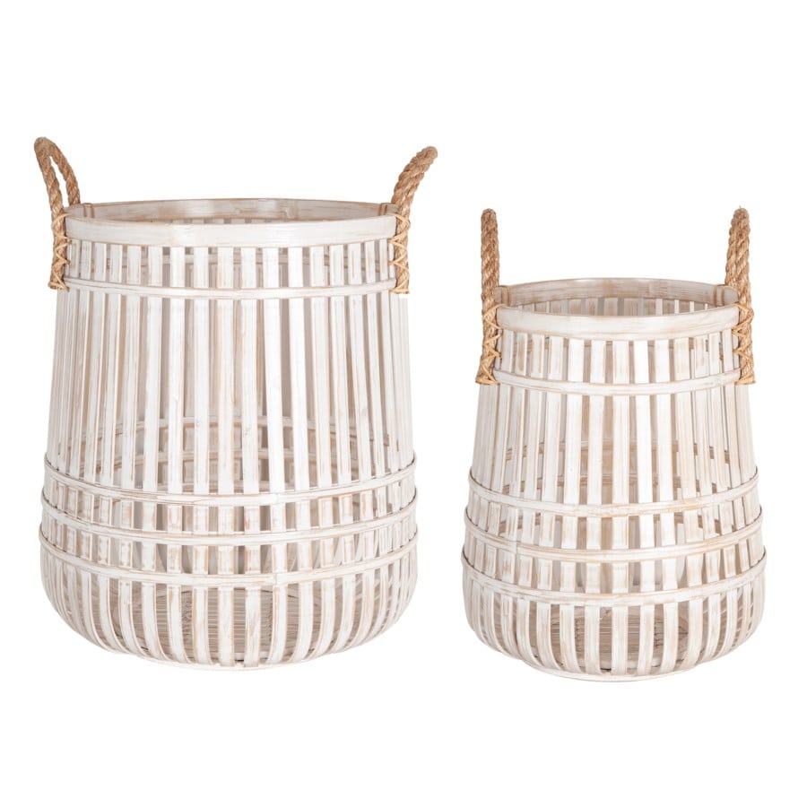 Alba Open Weave Round Rattan Baskets-Set of 2 by Jeffan | Bins, Baskets & Buckets | Modishstore - 3