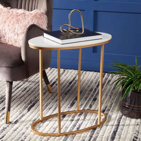 Safavieh Tage Marble Side Table - White Marble | Accent Tables | Modishstore - 4