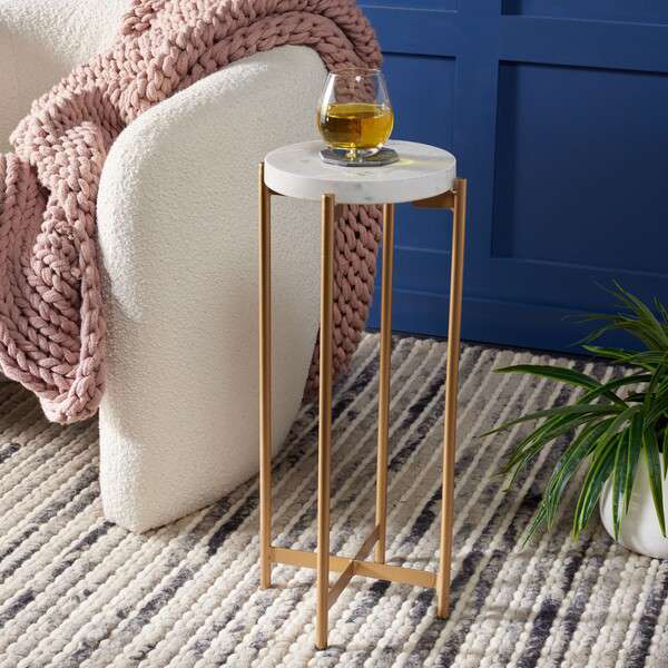 Safavieh Branwen Drink Table - White Marble Top | Accent Tables | Modishstore - 4