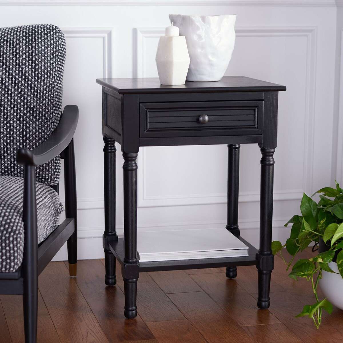 Safavieh Tate 1Drw Accent Table - Black | Accent Tables | Modishstore