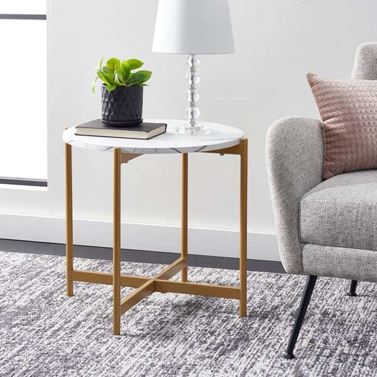 Safavieh Calina Accent Table - Faux White Marble | Accent Tables | Modishstore