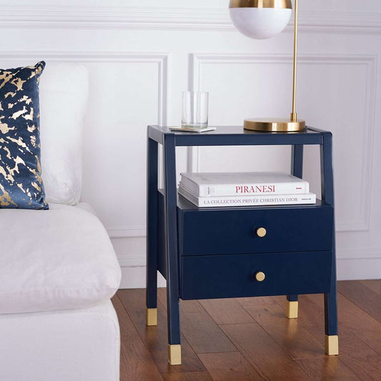 Safavieh Cove 2 Drawer 1 Shelf Accent Table - Navy | Accent Tables | Modishstore