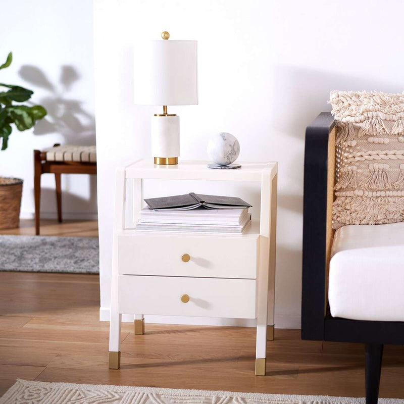 Safavieh Cove 2 Drawer 1 Shelf Accent Table - White | Accent Tables | Modishstore