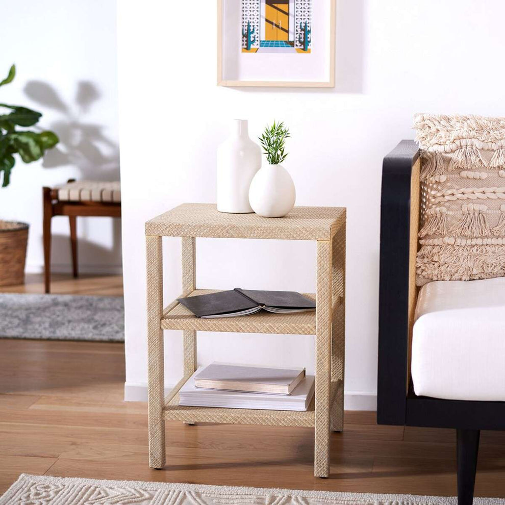 Safavieh Apis Raffia 2 Shelf Accent Table - Light Natural | Accent Tables | Modishstore - 4