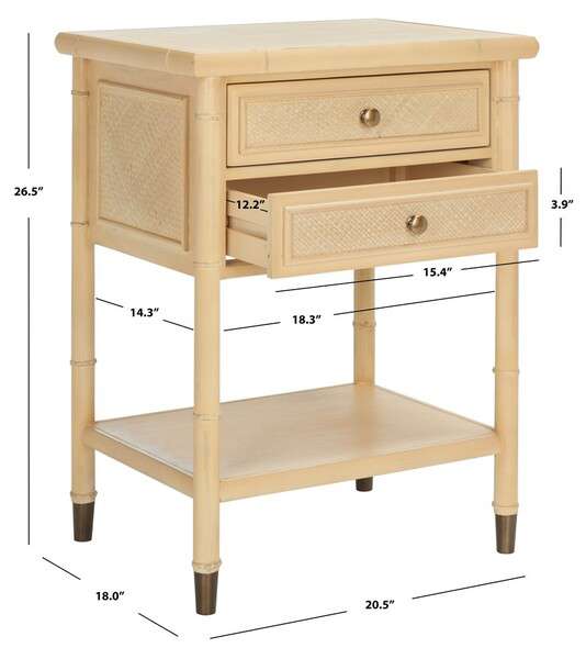 Safavieh Ahab 2 Drawer 1 Shelf Accent Table - Light Blonde | Accent Tables | Modishstore - 4