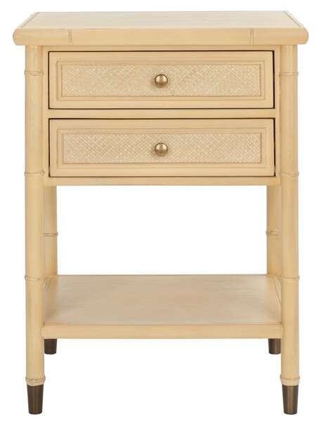 Safavieh Ahab 2 Drawer 1 Shelf Accent Table - Light Blonde | Accent Tables | Modishstore - 2