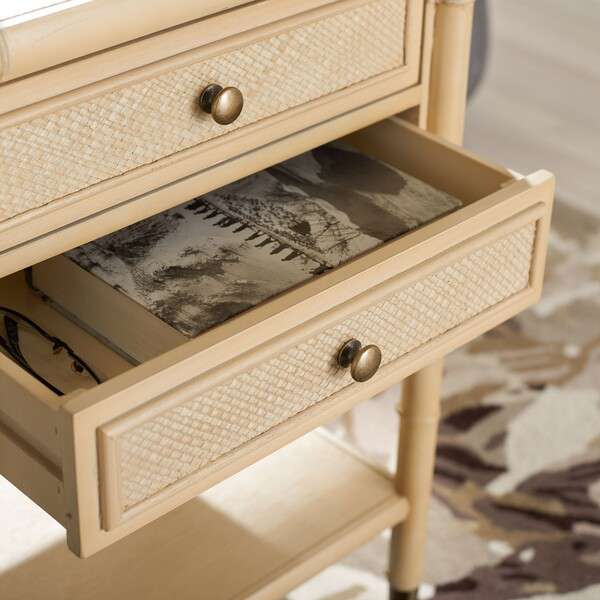 Safavieh Ahab 2 Drawer 1 Shelf Accent Table - Light Blonde | Accent Tables | Modishstore - 3
