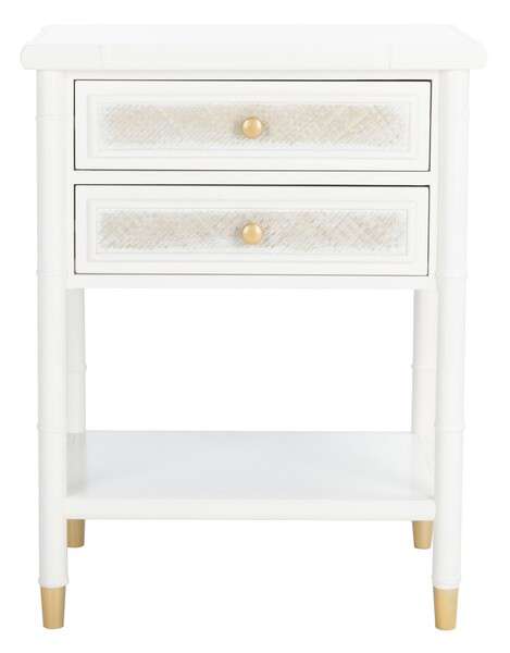 Safavieh Ahab 2 Drawer 1 Shelf Accent Table - White | Accent Tables | Modishstore - 2
