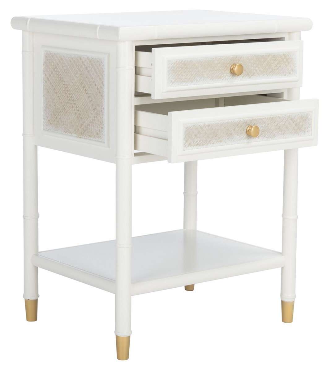 Safavieh Ahab 2 Drawer 1 Shelf Accent Table - White | Accent Tables | Modishstore - 3