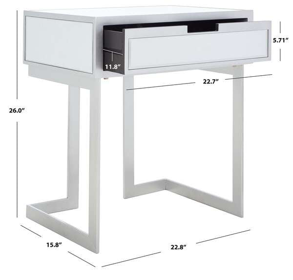Safavieh Lilo 1 Drawer Mirrored Accent Table - Silver | Accent Tables | Modishstore - 3