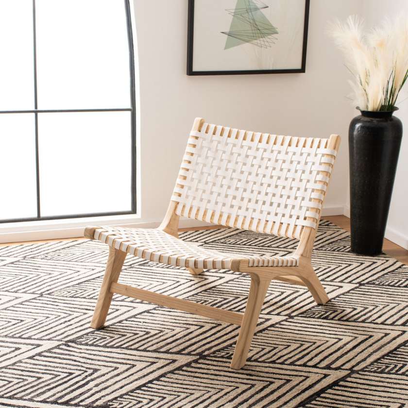 Safavieh Luna Leather Woven Accent Chair | Accent Chairs | Modishstore - 2