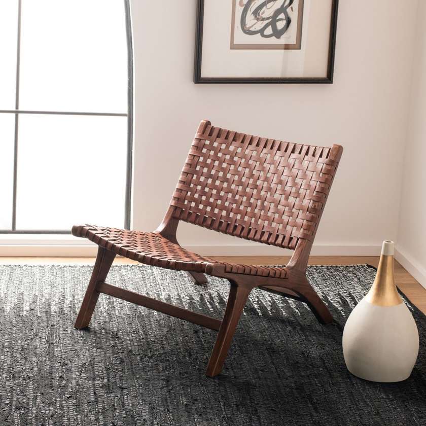 Safavieh Luna Leather Woven Accent Chair | Accent Chairs | Modishstore - 5