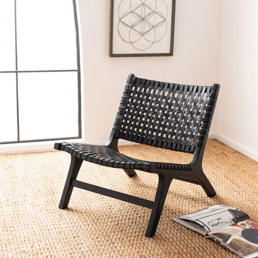 Safavieh Luna Leather Woven Accent Chair | Accent Chairs |  Modishstore  - 13