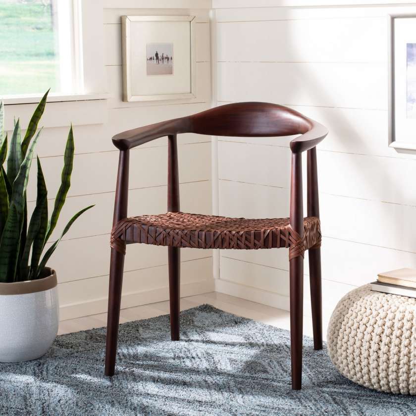 Safavieh Juneau Leather Woven Accent Chair | Accent Chairs | Modishstore - 10