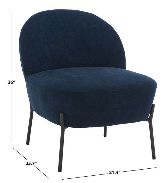 Safavieh Brax Petite Slipper Chair - Navy | Accent Chairs | Modishstore - 4