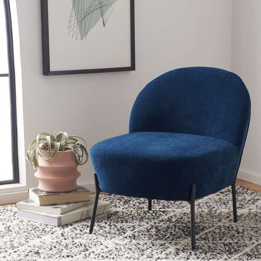 Safavieh Brax Petite Slipper Chair - Navy | Accent Chairs | Modishstore
