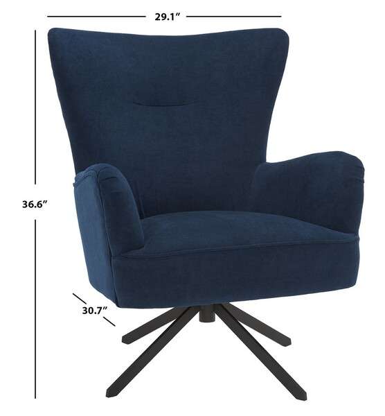 Safavieh Geonna Upholstered Arm Chair - Navy | Armchairs | Modishstore - 3