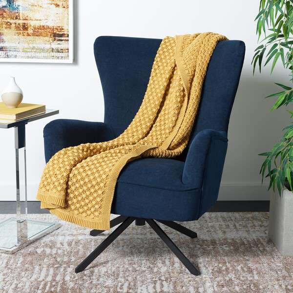 Safavieh Geonna Upholstered Arm Chair - Navy | Armchairs | Modishstore - 4