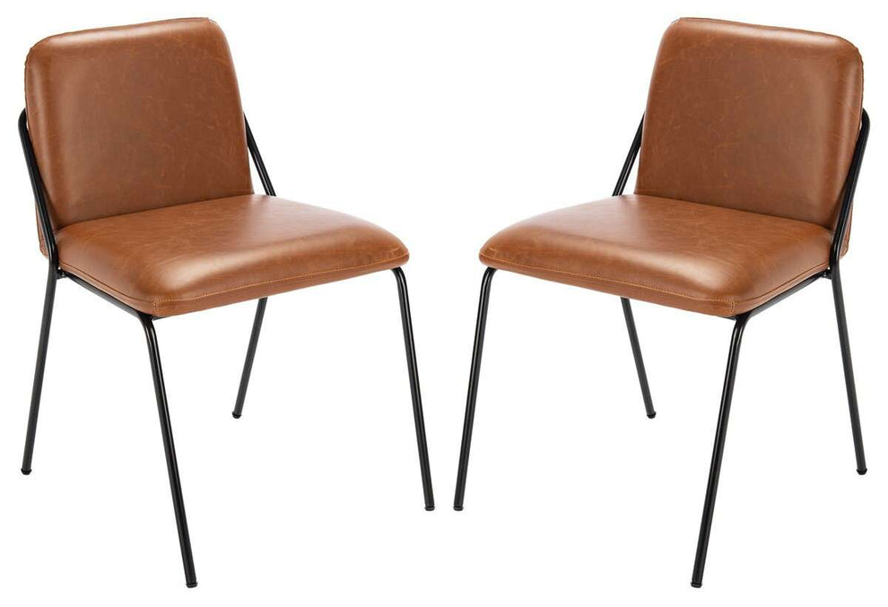 Safavieh Taddeo Side Chair Set Of 2 - Light Brown Pu | Accent Chairs | Modishstore - 2